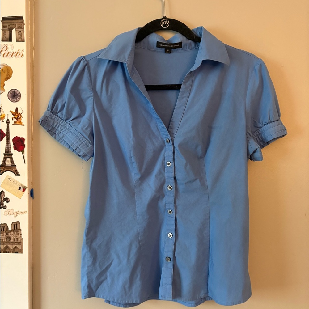 Express Light Blue Button-Up Shirt
